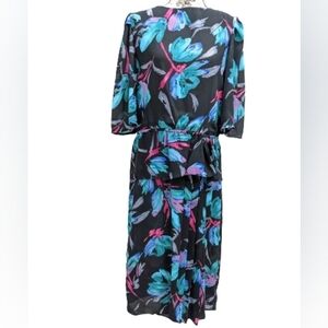 Sears Tradition vintage women's floral secretary midi dress size 10